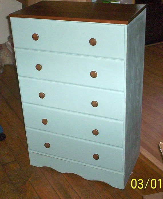 5 Drawer Light Weight Chalk Painted Bureau Annie Sloan Duck Etsy