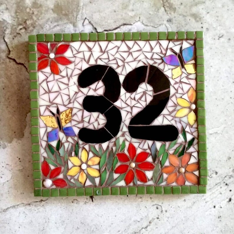 Handmade Custom Mosaic Door Number Special Design Street Etsy