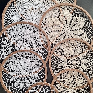 Handmade Crochet Lace Hoop Wall Hanging: Boho Home Decor Set