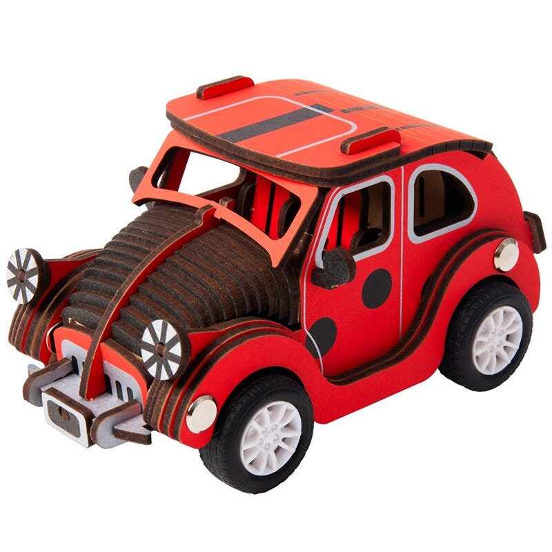 3D Wooden Puzzle DIY Forklift Car Vehicle Model Educational Kid Building Toy 
