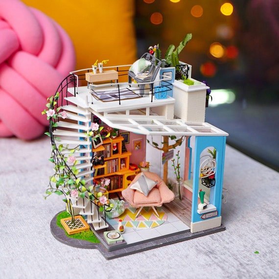 Robotime Rolife DIY Miniature DollHouse Kit LED Daydreaming Balcony Gift Model