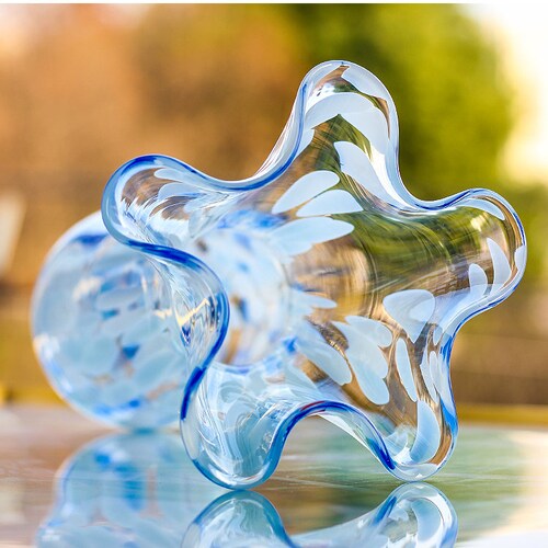 Japanese Tsugaru Vidro handmade colourful Glass Flower Frill shops Vase Bouquet Pot Vase Gift Japan