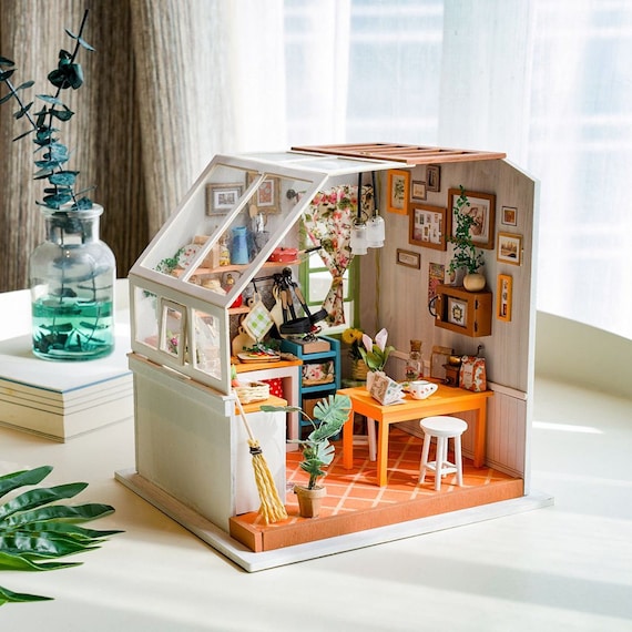 Robotime Rolife DIY Miniature DollHouse Kit LED SOHO time Home office Model Gift