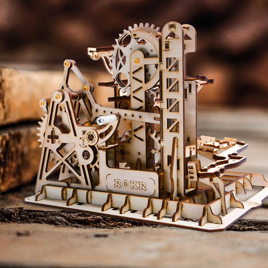 ROKR DIY Marble Run Lift Coaster Woode Model Construction Kits Toys Building Set 