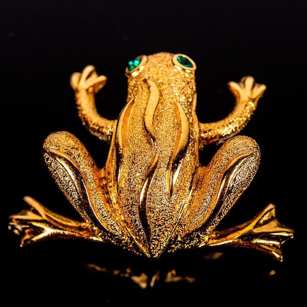 Vintage Napier Gold Tone Frog Brooch Figural Pin