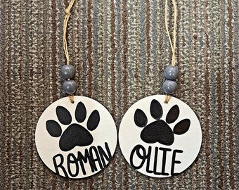 Personalized Pet Ornaments | Custom Paw Print Ornaments | Wooden Ornaments