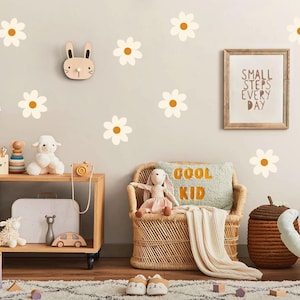 Large Daisy Flower Wall Decals of 20 cm,  Boho Wall Decor, Big Daisy Wall Stickers - floral Daisy Wall Art for Kids room & Nursery Decor
