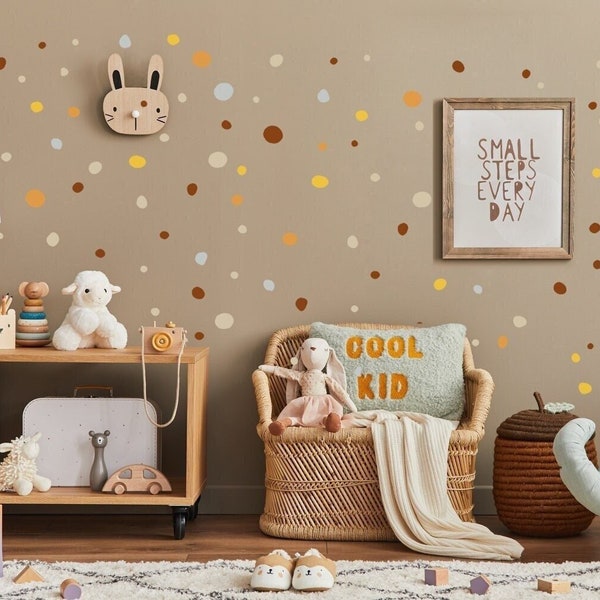 Tupfen Wandsticker Punkte, Kinderzimmer Wandtattoo Boho Dots handgezeichnet, Kreise Sets bunt, Wandaufkleber Babyzimmer- & Kinderzimmer-Deko