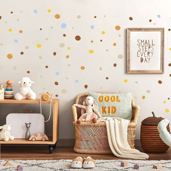 Tupfen Wandsticker Wandtattoo Punkte, 150er Sets für Kinderzimmer & Babyzimmerdeko, unregelmäßige bunte Klebepunkte, Wandpunkte Babyzimmer