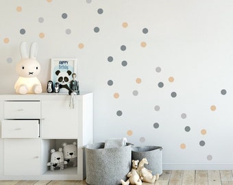 Polka Dot Wall Decals 3-colored, 5cm multi-colored Dot Wall Stickers in Sets of 60, 90 or 120 Confetti Dots, Nursery Kids-Room Decals