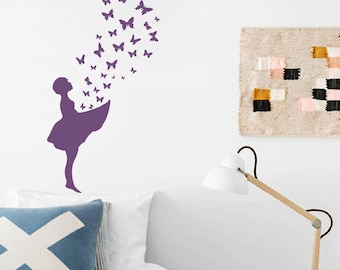 Wall Decal BUTTERFLY GIRL, Wall Sticker Banksy Wall Art, Urban-Kids-Berlin Wall-Decor