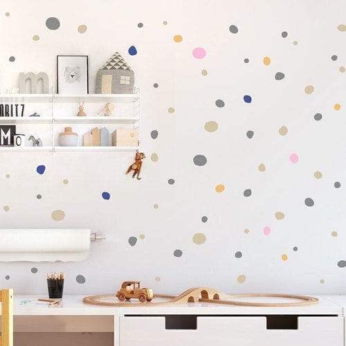 Hand Drawn Polka Dots Wall Decals Multicolored Irregular Etsy