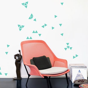 Triangle Wall Decals, 2&#39;&#39; inch (5cm) Set, Black Wall Sticker Triangles, Triangle Wall Decor, Grey Shape Wall Art, Kids Room and Home Decor
