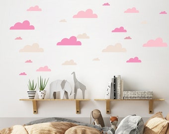 Autocollants muraux nuages autocollants muraux pour chambres d'enfants, ensemble de mélange de ciel nuageux multicolores, autocollants muraux nuages colorés, grands nuages pour la chambre de bébé