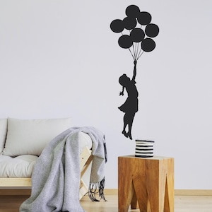 Wall Decal BANKSY BALLOON GIRL, Wall Sticker Banksy Girl flies with balloons, Graffiti Wall Decor, Street Art Banksy Stencil, Urban Decor