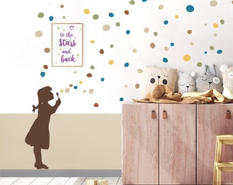 Wall Decal Bubble Girl, Girlsroom & Nursery Decal with irregular Polka Dot Wall Stickers, DIY Motif for Kids- and Baby-Room