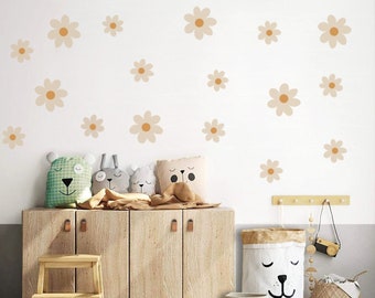 Daisy Wall Stickers, Kidsroom Flower Decals in 3 Sizes, 6cm 10cm and 20cm, floral Wall Stickers for Nursery, Boho Wall Decor for Kids-Room