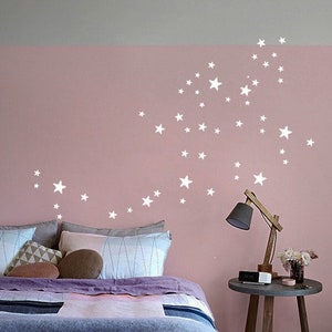 Star Wall Decals, mixed size white wall sticker stars , 2,5 up to 7 cm sized, Star Wall Art Stickers, Kids Room Decals & Home Decor image 1