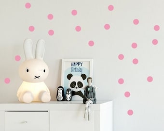 Pink Polka Dot Wall Stickers, 5 DIFFERENT SIZES a 2,5cm 3cm 4cm 5cm 10cm, Confetti Dots Wall Decals, Pink-Decor for Nursery & Kids-Room