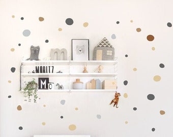 Boho Polka Dot Wall Stickers, 150 irregular Dot Wall Decals, Just PEEL & STICK, creative Wall-Decor for Nursery and Kids-Room