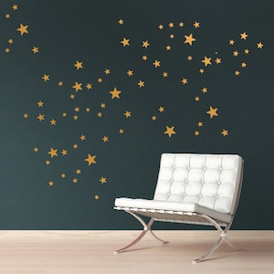 Gold Stars Wall Decals, 96 Copper mixed size Star Wall Stickers 2,5 to 7 cm 40 Colors, Kids-Room Decals, Nursery and Home-Decor 96 Stars Mix 2,5-7 cm