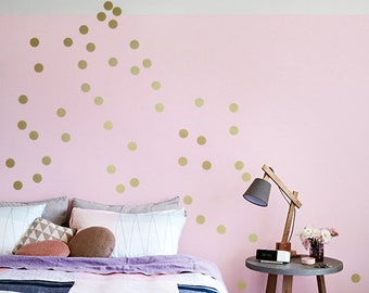 GOLD POLKA DOTS Wall Decals 2'' (5cm), Metallic Wall Sticker Dots, Kids Room & Nursery Wall Decals, Home Decor Metallic Silver, Copper Dots