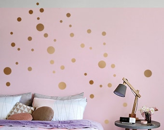 Wall Decal Polka Dots Copper, mixed Size Set, Gold Polka Dot Wall Sticker, metallic Polka Dot Decals, Peel and Stick, Home-Decor