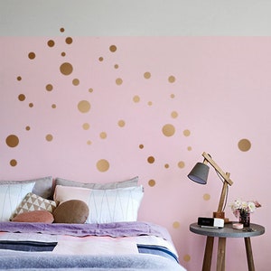 Wall Decal Polka Dots Copper, mixed Size Set, Gold Polka Dot Wall Sticker, metallic Polka Dot Decals, Peel and Stick, Home-Decor