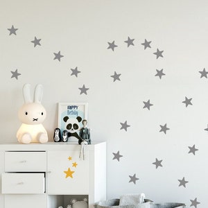 Autocollants muraux étoiles gris lot de 35 de chaque 5 cm, tatouage mural étoiles autocollants muraux dorés décoration murale chambre d'enfant, autocollants à motifs décoration chambre d'enfant image 1