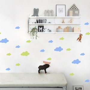 Cloud Wall Decals Mix-Set of 56, Cosy White Cloud Wall Stickers 8,5 and 4,5 cm wide, Nursery Cloud Decals, Clouds Kidsroom-Decor