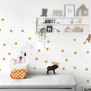 Autocollants muraux étoiles gris lot de 35 de chaque 5 cm, tatouage mural étoiles autocollants muraux dorés décoration murale chambre d'enfant, autocollants à motifs décoration chambre d'enfant 40 Sticker a 4 cm