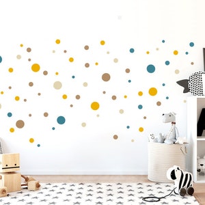 Wall Decal Polka Dots, BOHO Style Wall Sticker Dots, Colorful mixed Sets with 3 up to 10cm Dots, Nursery & Kids-Room Wall Sticker Set 7 (Photo 9)