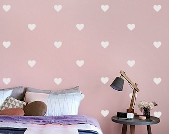 Heart Wall Decals Kids Room Decor, Heart Wall Stickers in 4cm  5cm and 10cm, Peel and Stick, White and Gold Heart Decal Decor for home