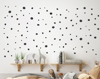 Polka Dot Wall Sticker Hand Drawn, Irregular Polka Dot Decals, Dalmatian Spots Decal, Boho Chic Wall Sticker Dots Nursery, Kids-Room Decal