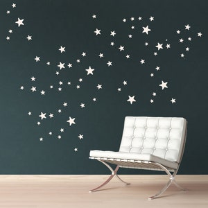 White Star Wall Decals, Set of 90 mixed sized wall sticker stars (2.5 to 7 cm), Star Wall Stickers, Kids-Room Decals and Nursery