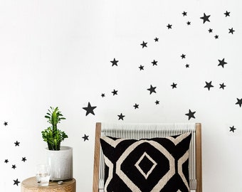 Black Star Wall Decals, set of 45 or 90 mixed size star decals, 2,5 up to 10 cm sized, Star Wall Stickers, Kids Room Decals, Nursery Decor