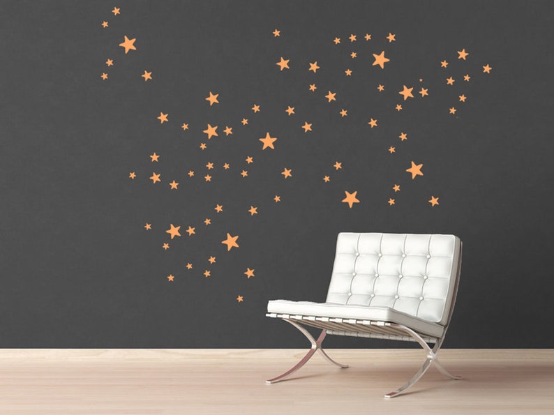 Star Wall Decals, mixed size white wall sticker stars , 2,5 up to 7 cm sized, Star Wall Art Stickers, Kids Room Decals & Home Decor image 4