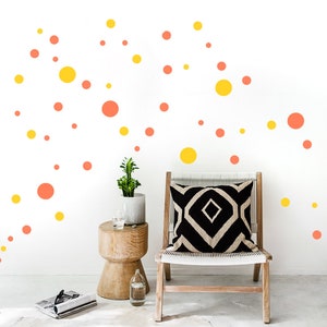 Polka Dots Wall Decal SUNSHINE CONETTI, 2-colored Set of 50 warm & colorful Wall Sticker Dots, Wall Decor for Kids Room, Nursery and Bedroom