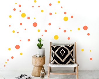 Confetti Dots Wall Decal 2-colored Mix, Set of 50 colorful Polka Dot Decals, Wall Sticker Dots, Peel and Stick, Kids Room Decor