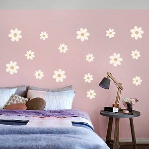 Daisy Wall Decal Sets a 10cm, 20cm and as Mix Sizes Set, Floral and Flower Wall Stickers for Kids-Room & Nursery-Decor, White Pink Beige image 7