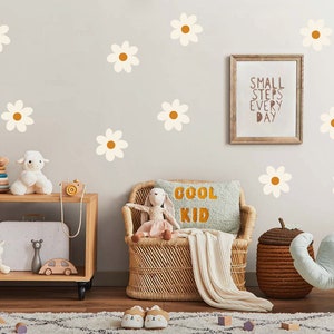 Daisy Wall Decal Sets a 10cm, 20cm and as Mix Sizes Set, Floral and Flower Wall Stickers for Kids-Room & Nursery-Decor, White Pink Beige image 6