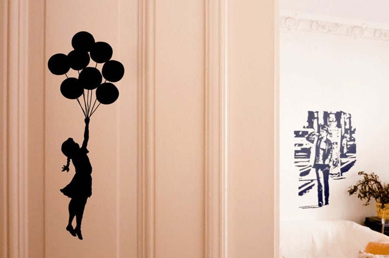 BANKSY Wall Decal BALLOON GIRL, Wall Sticker Banksy Wall Art, Graffiti, Street Art Banksy Stencil Stickers, Urban interior decor image 7