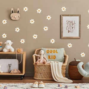 Daisy Wall Decal Sets a 10cm, 20cm and as Mix Sizes Set, Floral and Flower Wall Stickers for Kids-Room & Nursery-Decor, White Pink Beige image 4