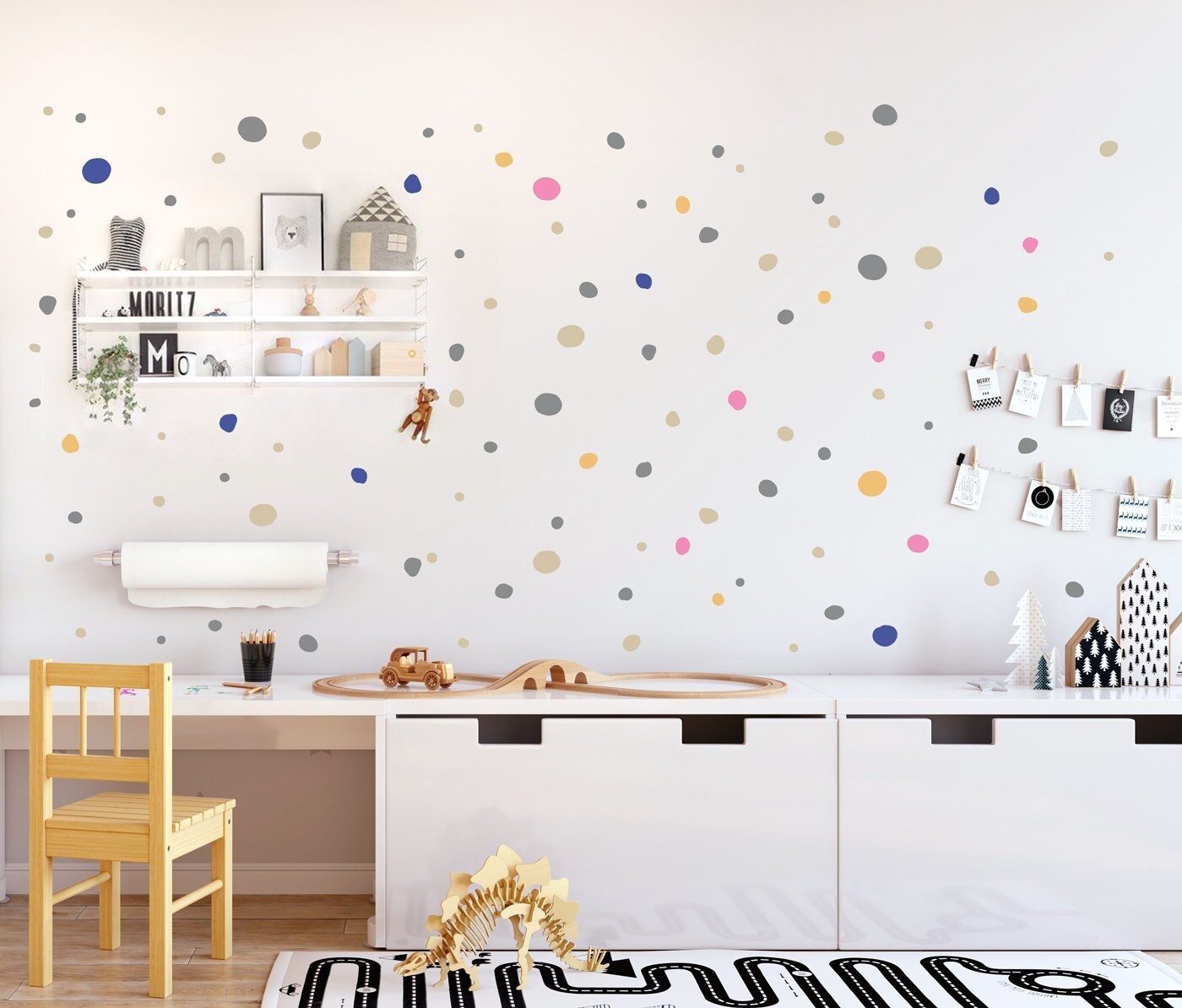 Hand Drawn Polka Dots Wall Decals multicolored, Irregular Polka Dots …