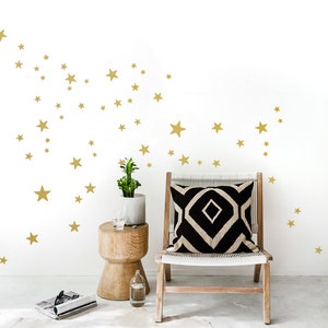 Gold Stars Wall Decals, 96 Copper mixed size Star Wall Stickers 2,5 to 7 cm 40 Colors, Kids-Room Decals, Nursery and Home-Decor image 2