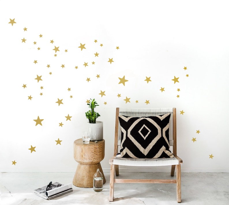 Gold Stars Wall Decals, 96 Copper mixed size Star Wall Stickers 2,5 to 7 cm 40 Colors, Kids-Room Decals, Nursery and Home-Decor image 2