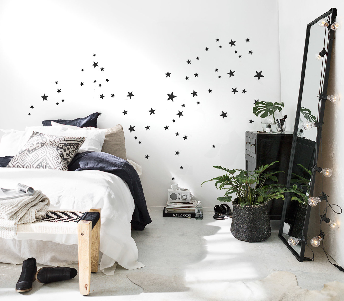 Black Star Wall Decals set of 45 or 90 mixed size star Etsy