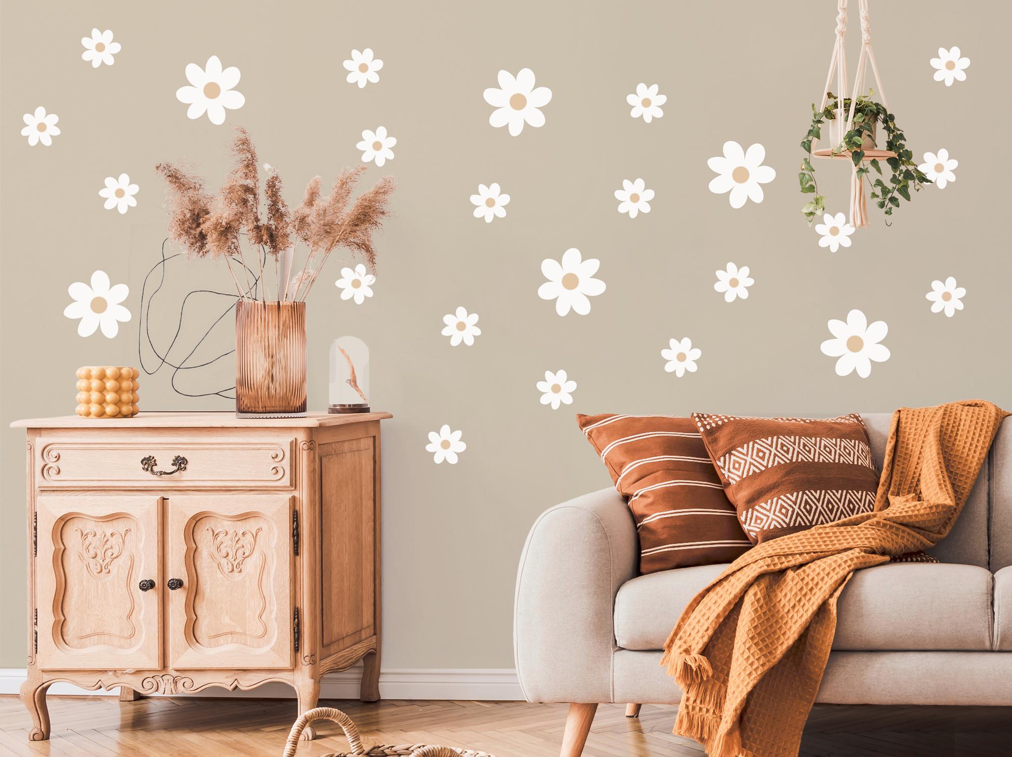 Lot De 9 Feuilles D'autocollants Muraux Fleurs Colorées - Décoration Chambre Fille, Salon, Crèche - En PVC, Facile à Coller Et Retirer - Motifs Floraux Délicats - 2