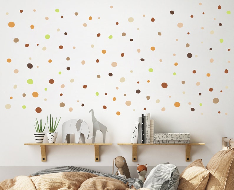 Wandsticker Tupfen Kinderzimmer, Wandtattoo Punkte 150er Sets, Dots im Boho-Stil handgezeichnet, Wandaufkleber zur Kinder & Babyzimmerdeko Photo 1 - SPRING