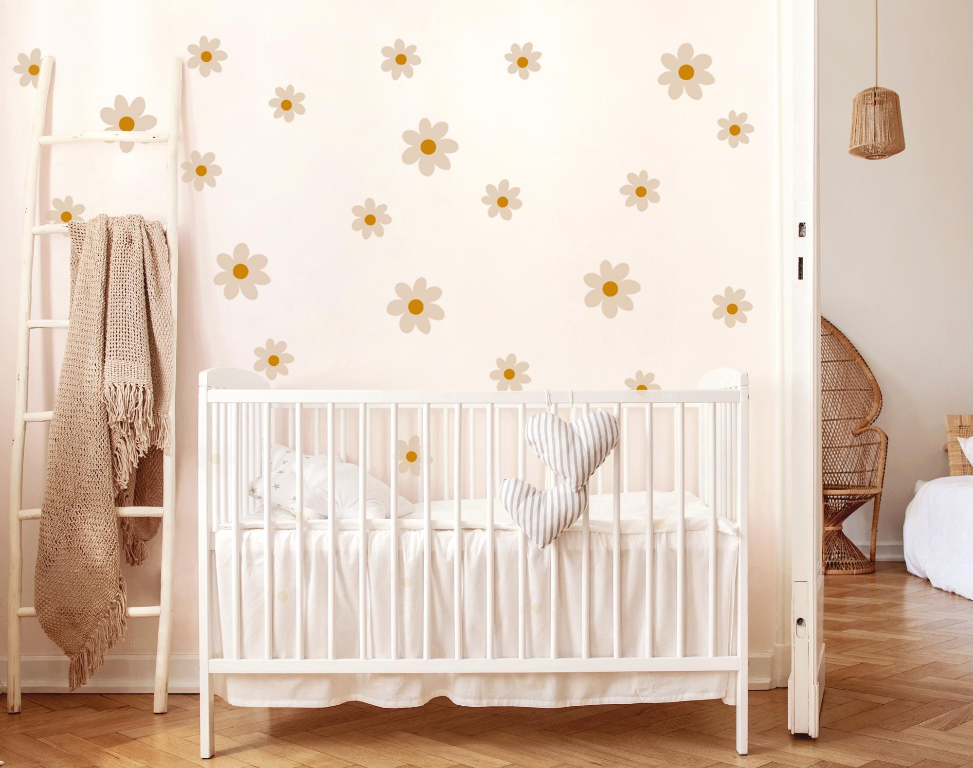 Bubuny 36 Pegatinas De Pared Para Habitación Infantil, Autoadhesivas, Margaritas Blancas, Decoración De Pared, Para Niñas, Niños, Dormitorios